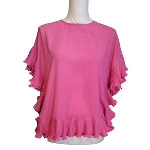 NEW Edward Archour Pink Frill Side Ruffle Top